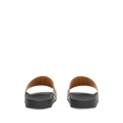 Burberry Brown Slides Sandals With Vintage Check Motif In Polyurethane In Multi