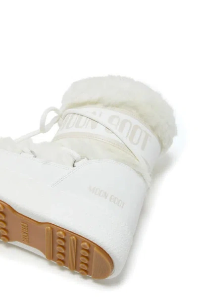 Moon Boot Ltrack Monaco Faux Fur-trimmed Shell And Faux Leather Snow Boots In White