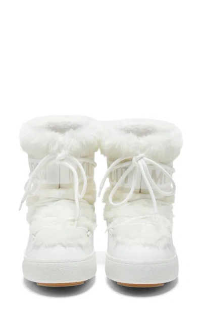 Moon Boot Ltrack Monaco Faux Fur-trimmed Shell And Faux Leather Snow Boots In White