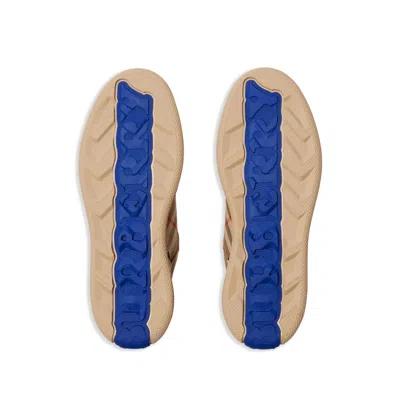 Burberry Men Beige Low Top Sneakers With Check Motif In Mixed Tech Fabrics Man In Multi