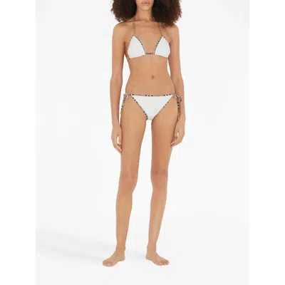 Burberry Mata Checked-piped Triangle Bikini In White