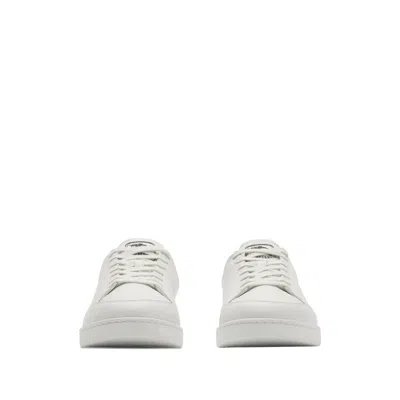 Burberry White Calf Leather Bos Taurus Low Top Sneakers
