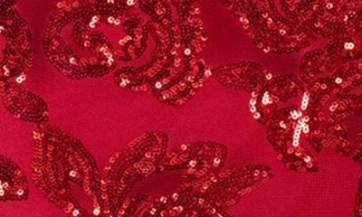 Blondie Nites Sequin Rose Gown In Red