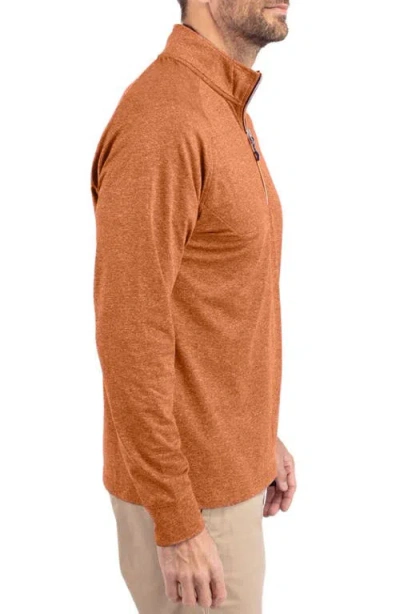Cutter & Buck Adapt Heather Quarter Zip Pullover In Brown