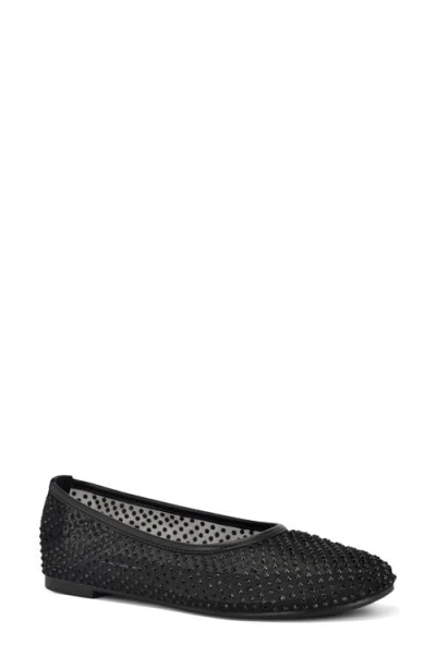 Nine West Burnne Studded Mesh Flat In Black