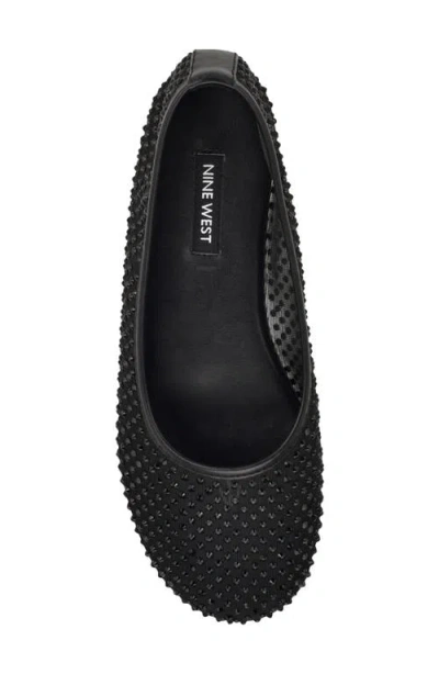 Nine West Burnne Studded Mesh Flat In Black