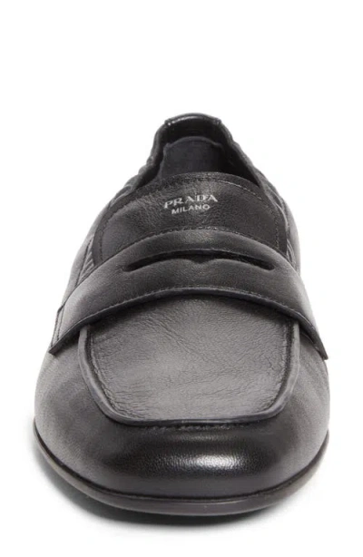 Prada Soft Penny Loafer In Black