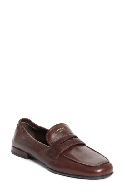 Prada Soft Penny Loafer In Brown