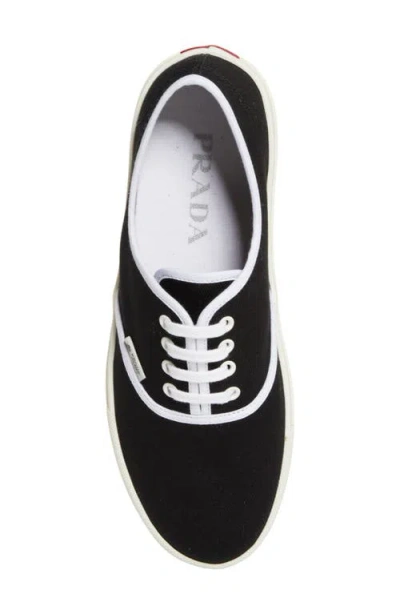 Prada Canvas Low Top Sneaker In Black