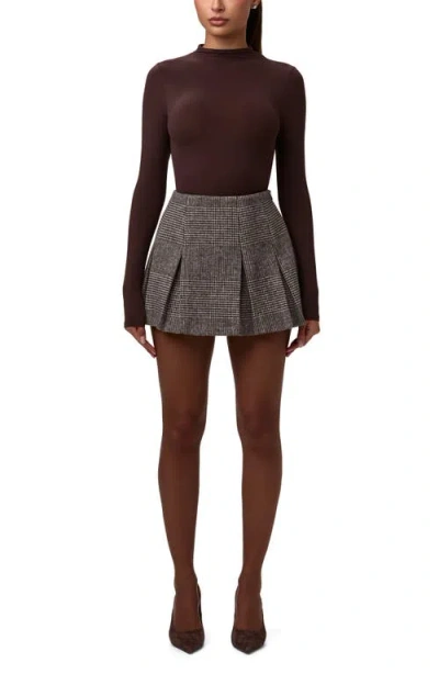 Naked Wardrobe Glen Plaid Pleated Miniskirt In Gray
