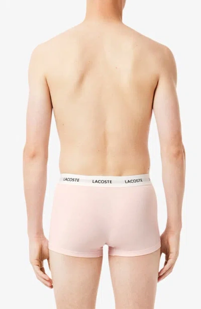 Lacoste Core Essentials Assorted 3-pack Stretch Cotton Boxer Briefs In Pink
