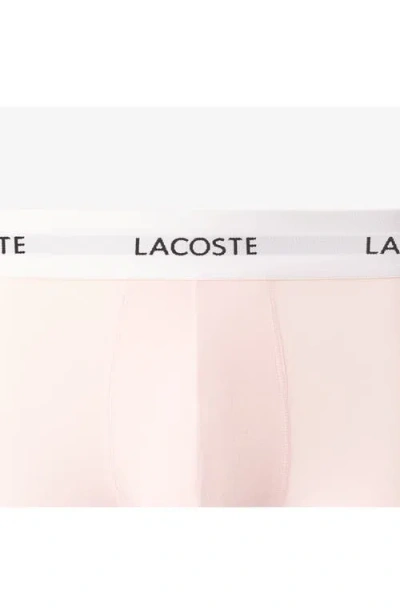 Lacoste Core Essentials Assorted 3-pack Stretch Cotton Boxer Briefs In Pink