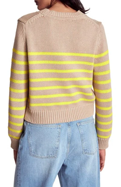 Boden Lucy Stripe Chunky Crop Cotton Sweater In Brown
