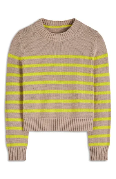 Boden Lucy Stripe Chunky Crop Cotton Sweater In Brown