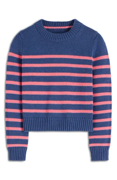 Boden Lucy Stripe Chunky Crop Cotton Sweater In Blue