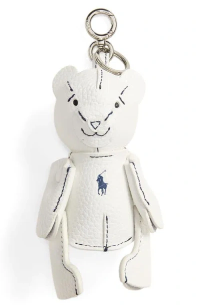 Polo Ralph Lauren Pebble Leather Polo Bear Charm In White