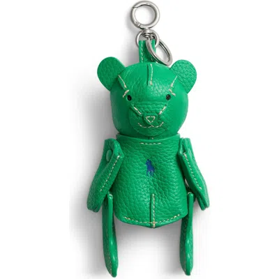 Polo Ralph Lauren Pebble Leather Polo Bear Charm In Brown