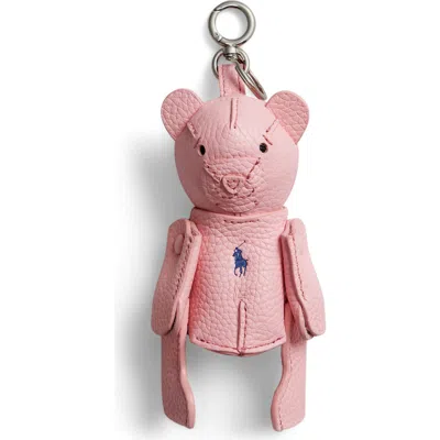 Polo Ralph Lauren Pebble Leather Polo Bear Charm In Pink