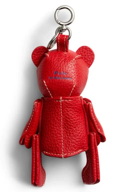 Polo Ralph Lauren Pebble Leather Polo Bear Charm In Red