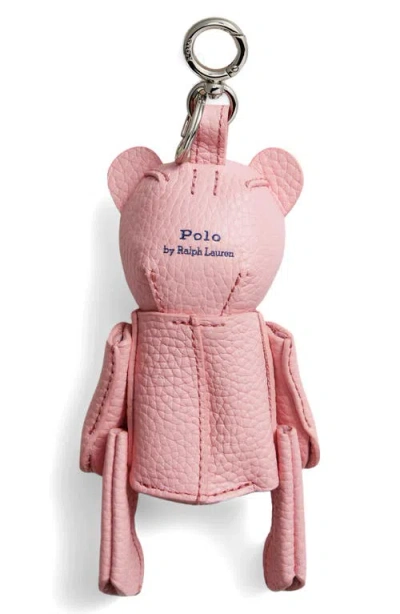 Polo Ralph Lauren Pebble Leather Polo Bear Charm In Pink
