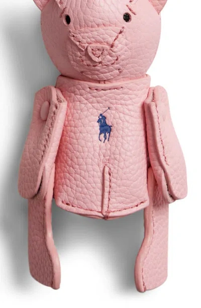 Polo Ralph Lauren Pebble Leather Polo Bear Charm In Pink