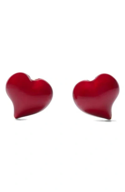 Kate Spade New York Puffy Heart Stud Earrings In Red