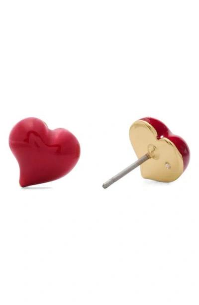 Kate Spade New York Puffy Heart Stud Earrings In Red