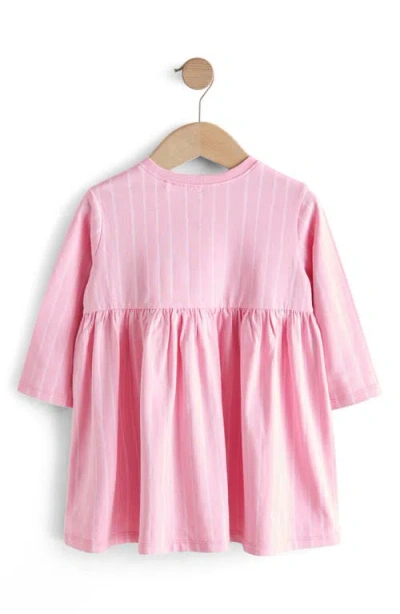 Next Kids' Unicorn Appliqué Long Sleeve Cotton Jersey Dress In Pink