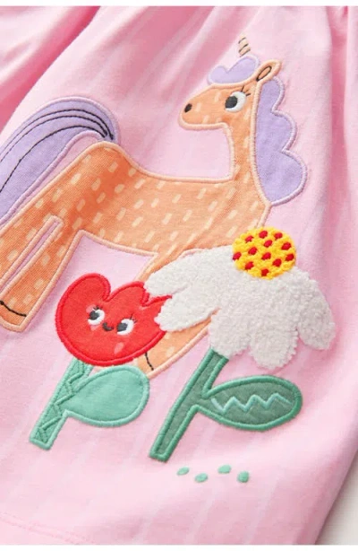 Next Kids' Unicorn Appliqué Long Sleeve Cotton Jersey Dress In Pink