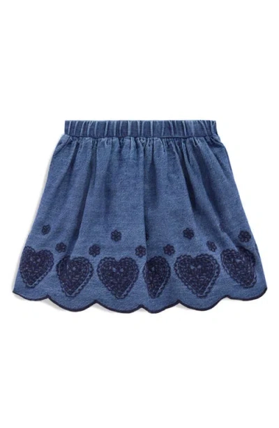 Mini Boden Kids' Embroidered Chambray Skirt In Blue