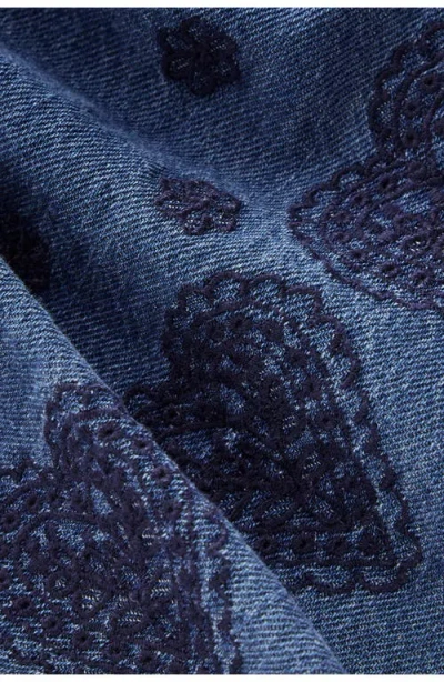 Mini Boden Kids' Embroidered Chambray Skirt In Blue