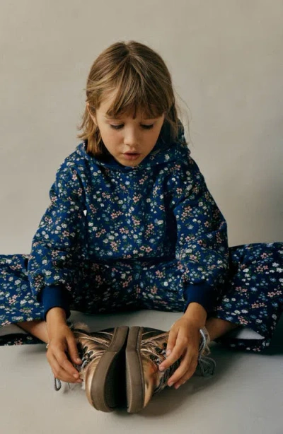 Mini Boden Kids' Print Hoodie In Blue