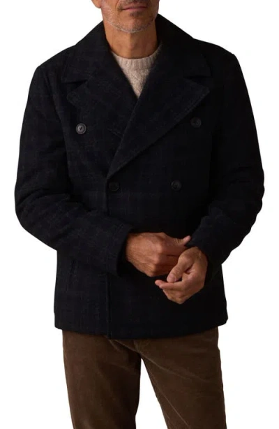 The Normal Brand Lan Windowpane Plaid Peacoat In Blue