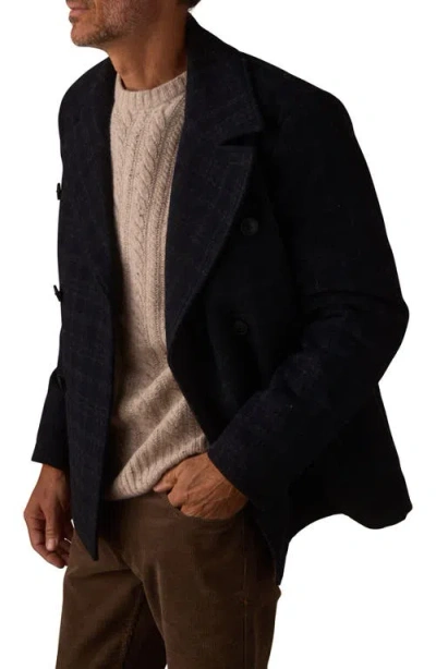 The Normal Brand Lan Windowpane Plaid Peacoat In Blue