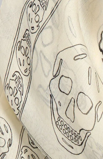 Alexander Mcqueen Mcqueen Hand Painted Skull Silk Chiffon Square Scarf In Neutral