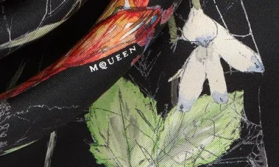 Alexander Mcqueen Mcqueen Spider Floral Silk Twill Square Scarf In Black