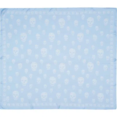 Alexander Mcqueen Mcqueen Skull Print Silk Scarf In Blue