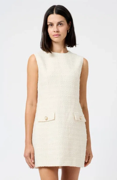 French Connection Structured Sleeveless Tweed Minidress In White