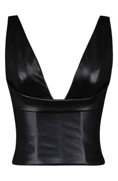 House Of Cb Catalina Faux Leather Vest In Black