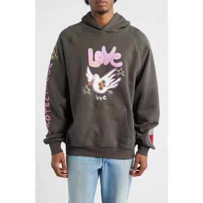 Vic Garcia World Sweet Bird Graphic Cotton Pullover Hoodie In Gray