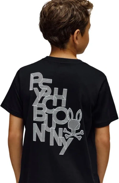 Psycho Bunny Kids' Reeves Pima Cotton Graphic T-shirt In Black