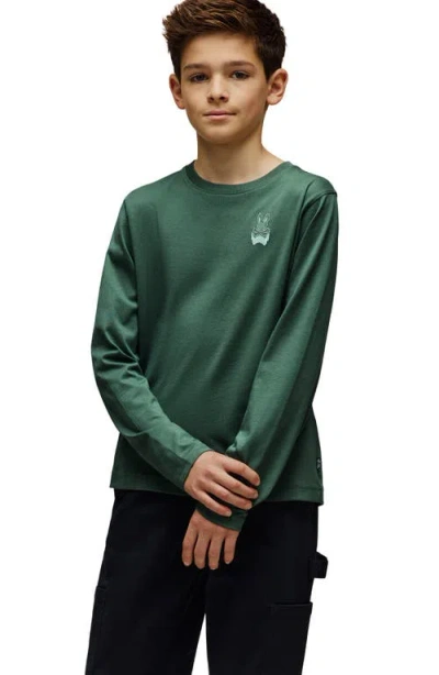 Psycho Bunny Kids' Johnny Pima Cotton Graphic T-shirt In Green