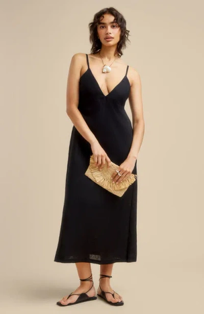 Vitamin A ® Zella Linen Cover-up Maxi Dress In Black