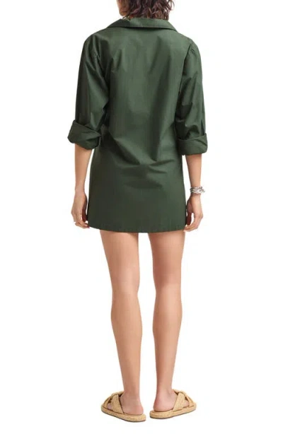 Vitamin A ® Elodie Long Sleeve Organic Cotton Wrap Cover-up Dress In Green