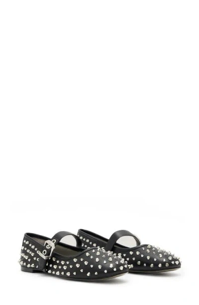 Allsaints Leather Holly Stud Ballet Flats In Black
