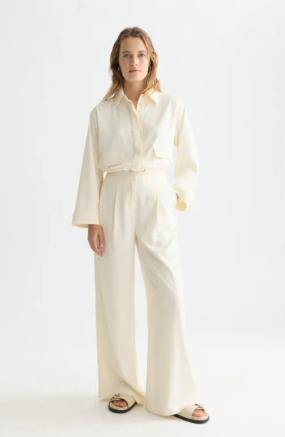 Scotch & Soda Eleni Jacquard Wide Leg Pants In Neutral