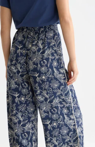 Scotch & Soda Eleni Print High Waist Wide Leg Pants In Blue