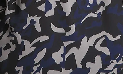 Standards & Practices Camo Chiffon Long Sleeve Shirtdress In Blue