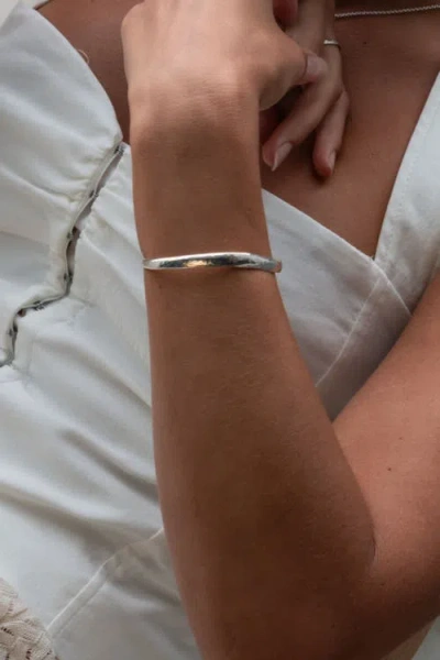 Dower & Hall Curved Nomad Cuff Bangle In Silver