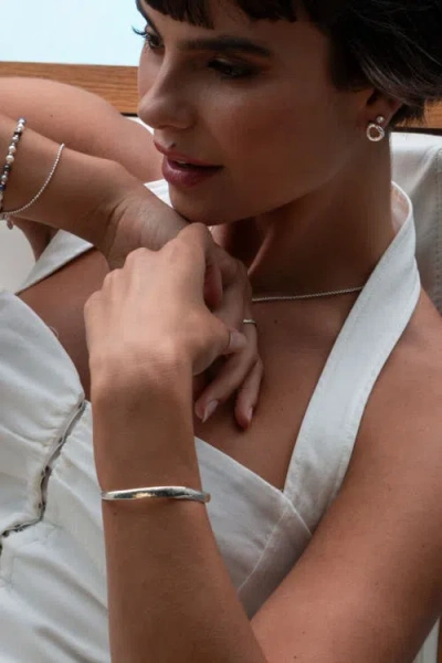 Dower & Hall Curved Nomad Cuff Bangle In Silver